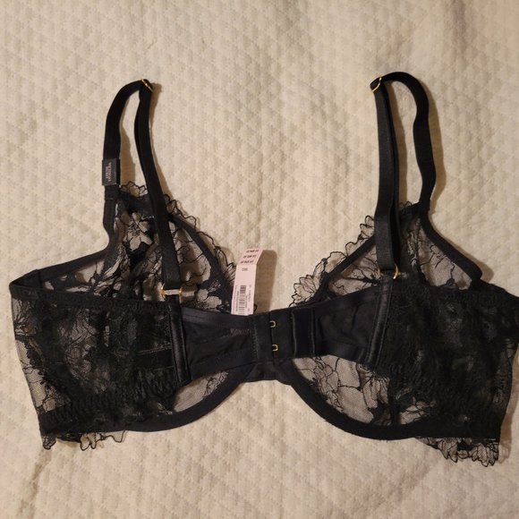 VS Very Sexy Unlined Floral Lace Black 36D Bra NWT - Picture 3 of 3